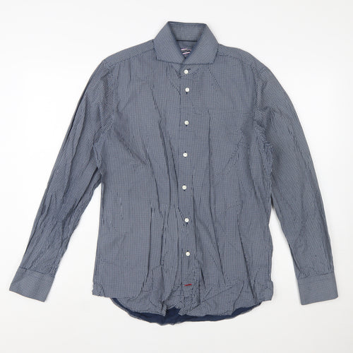 Tommy Hilfiger Men's Blue Slim Fit Long Sleeve Cotton Shirt 15.5
