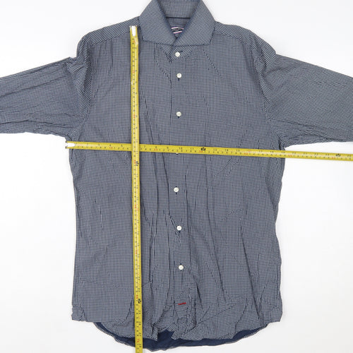 Tommy Hilfiger Men's Blue Slim Fit Long Sleeve Cotton Shirt 15.5
