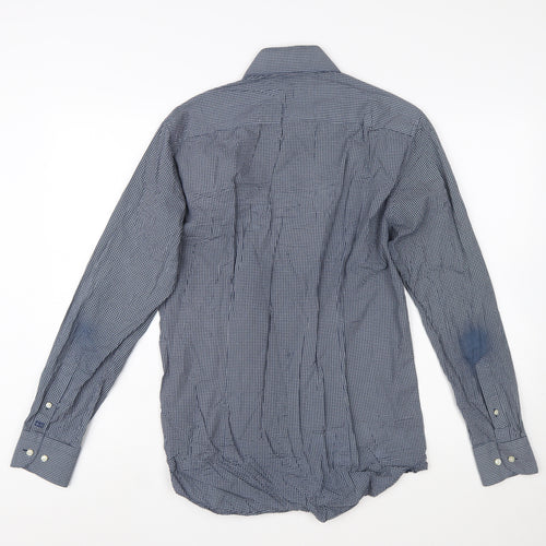 Tommy Hilfiger Men's Blue Slim Fit Long Sleeve Cotton Shirt 15.5