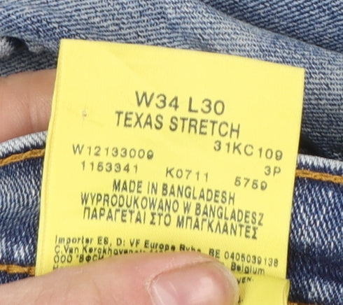 Wrangler Men’s Blue Straight Fit Denim Jeans W34 L30 Texas Stretch