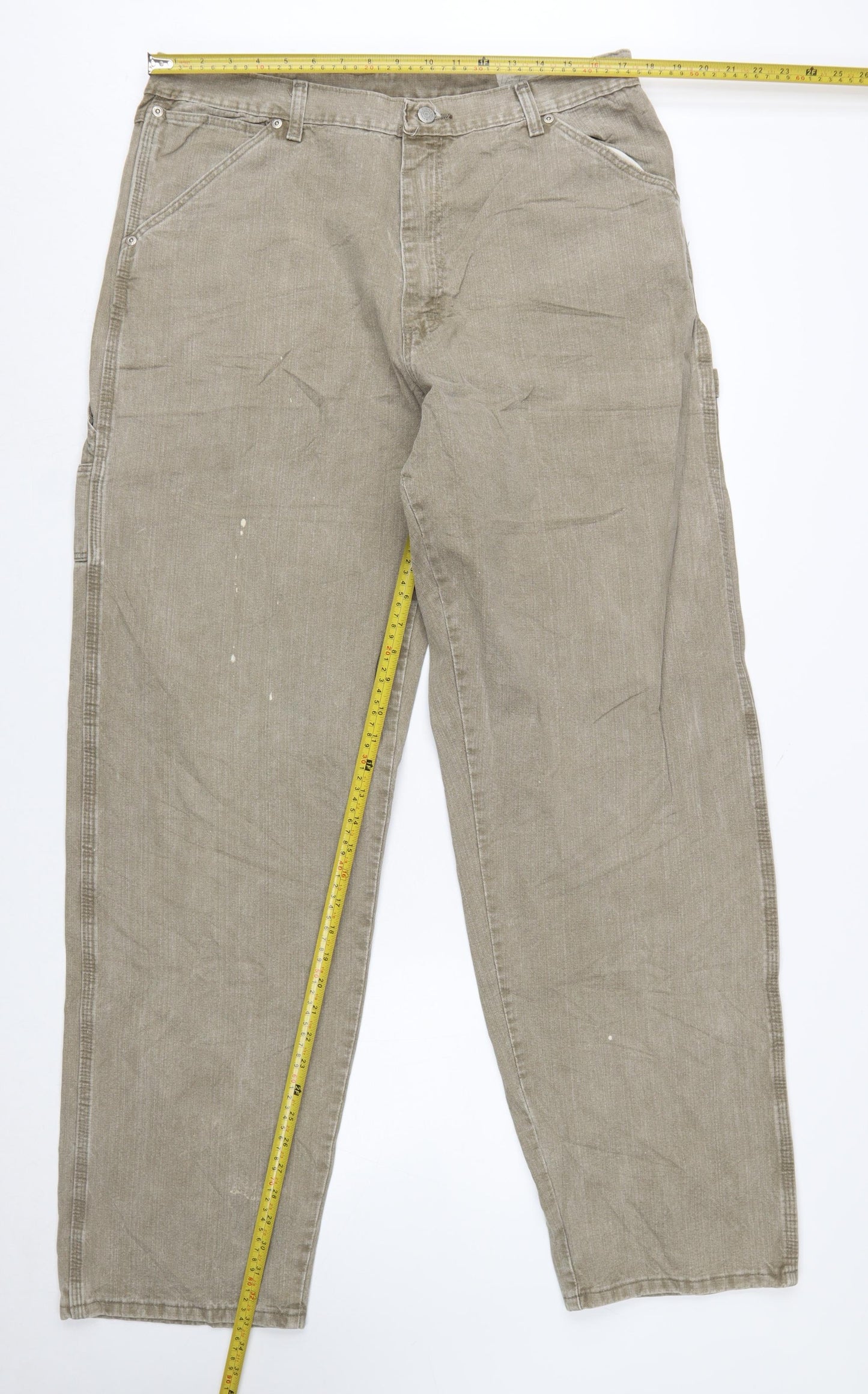 Wrangler Men Beige 36x34 Straight Relaxed Fit Denim Jeans