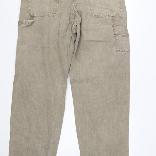 Wrangler Men Beige 36x34 Straight Relaxed Fit Denim Jeans