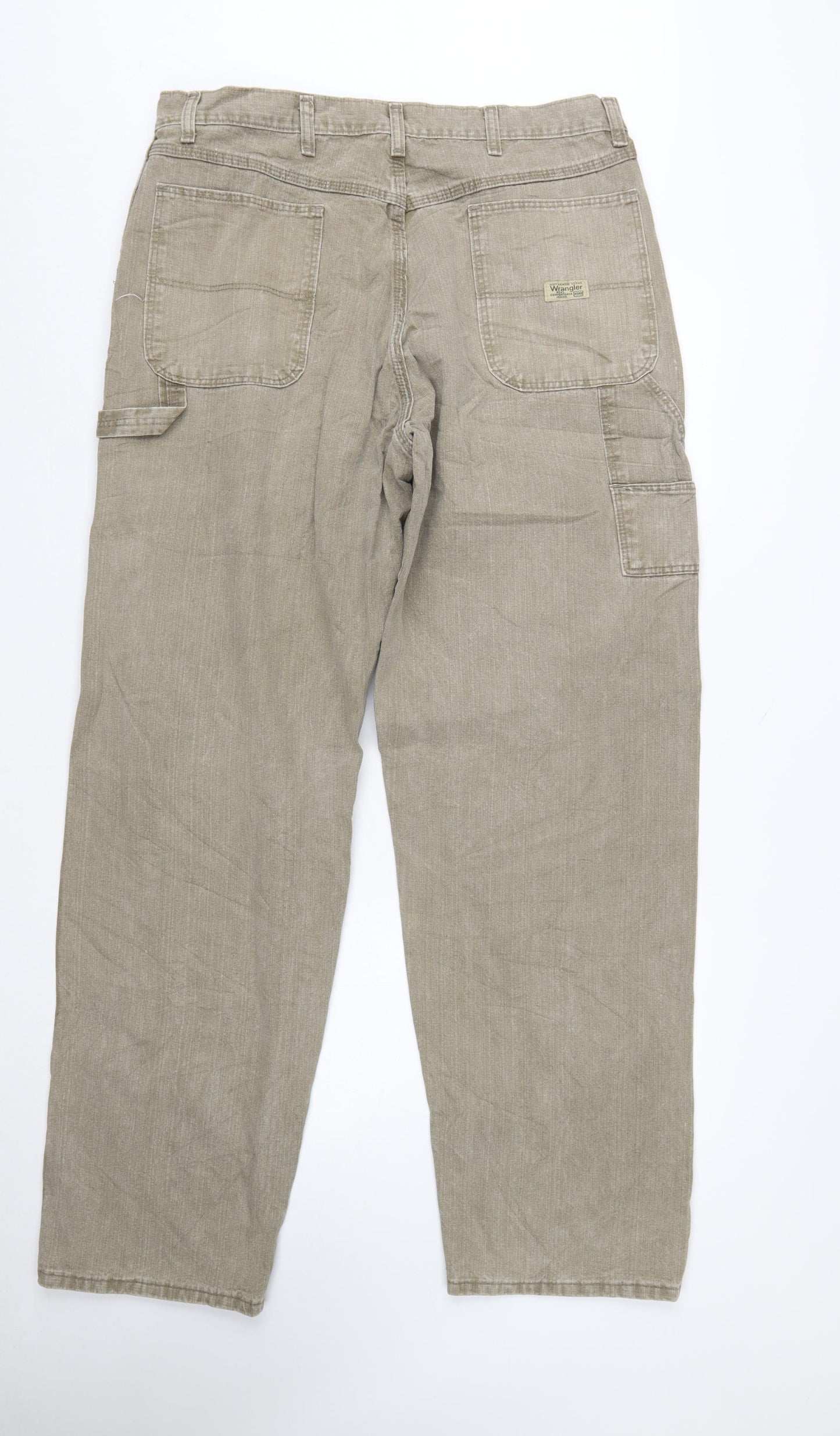 Wrangler Men Beige 36x34 Straight Relaxed Fit Denim Jeans