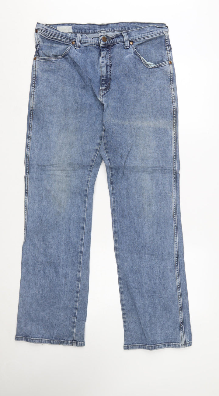 Wrangler Men's Blue Straight Leg Denim Jeans W34 L32 Regular Fit