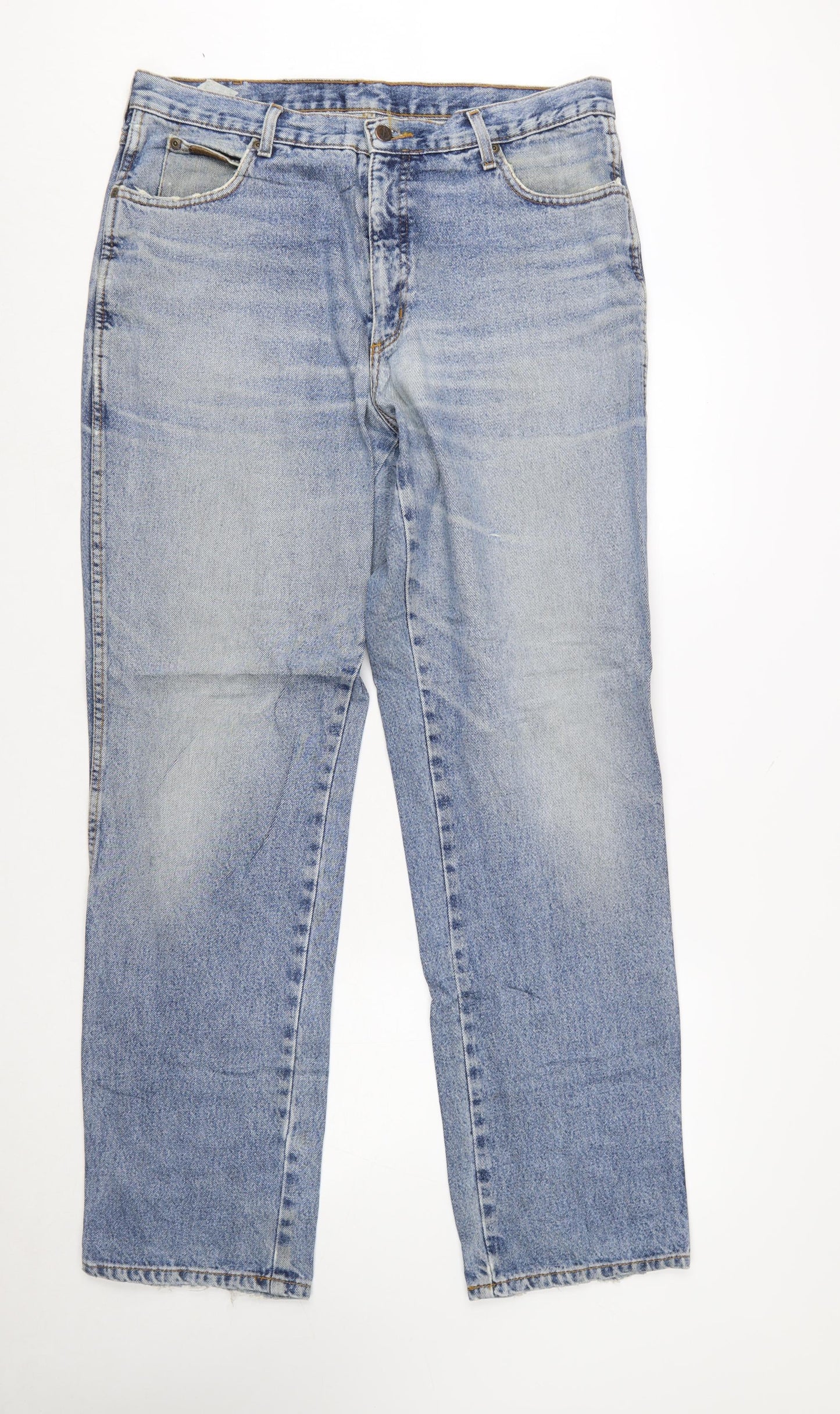 Wrangler Men's Blue 36x34 Straight Leg Vintage Denim Jeans