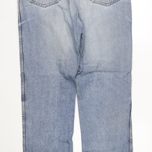 Wrangler Men's Blue 36x34 Straight Leg Vintage Denim Jeans