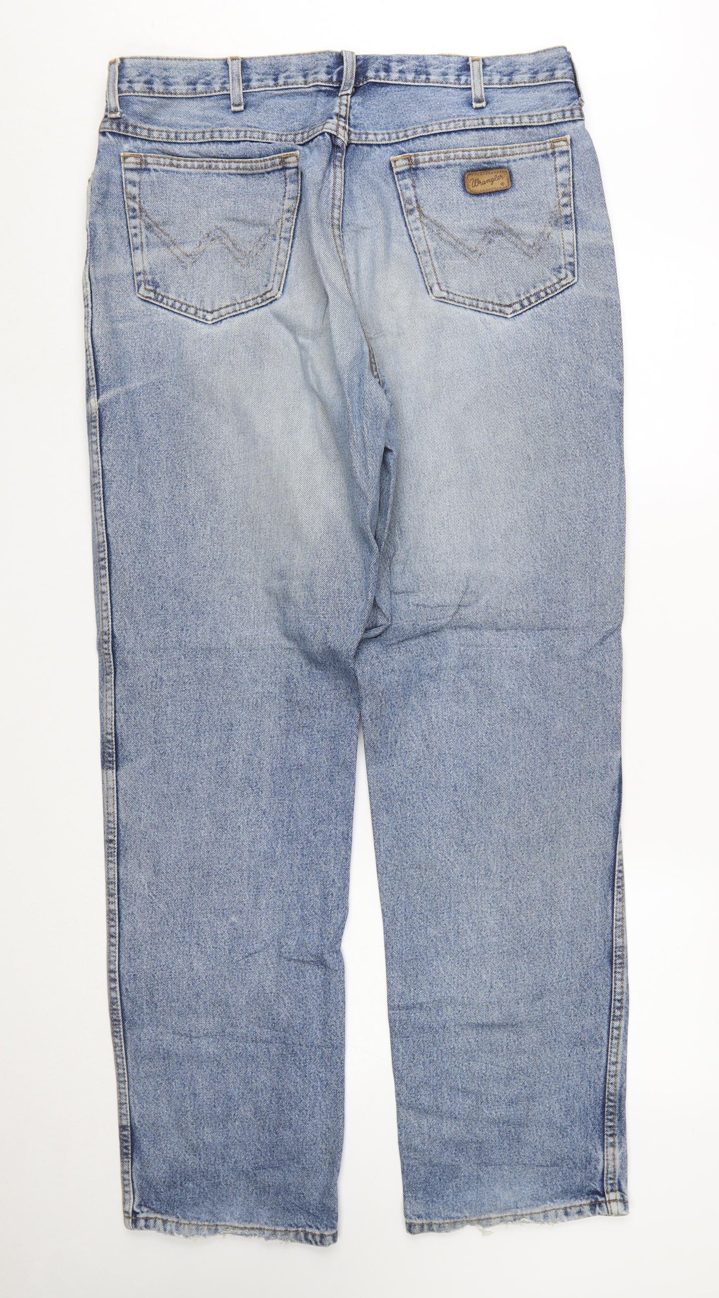 Wrangler Men's Blue 36x34 Straight Leg Vintage Denim Jeans