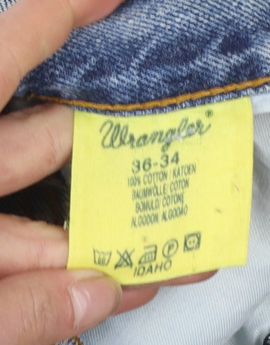 Wrangler Men's Blue 36x34 Straight Leg Vintage Denim Jeans