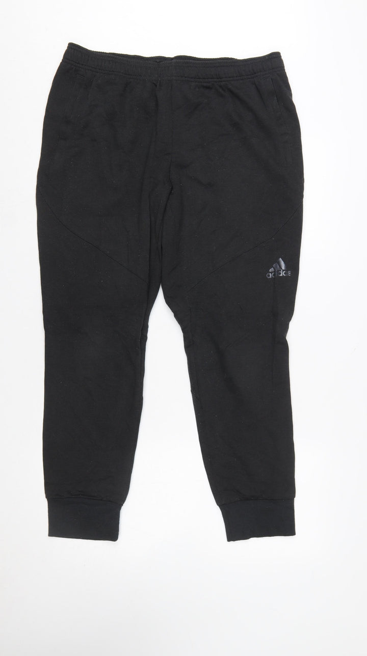 Adidas Women Black L Jogger Sweatpants 75% Polyester 25% Viscose