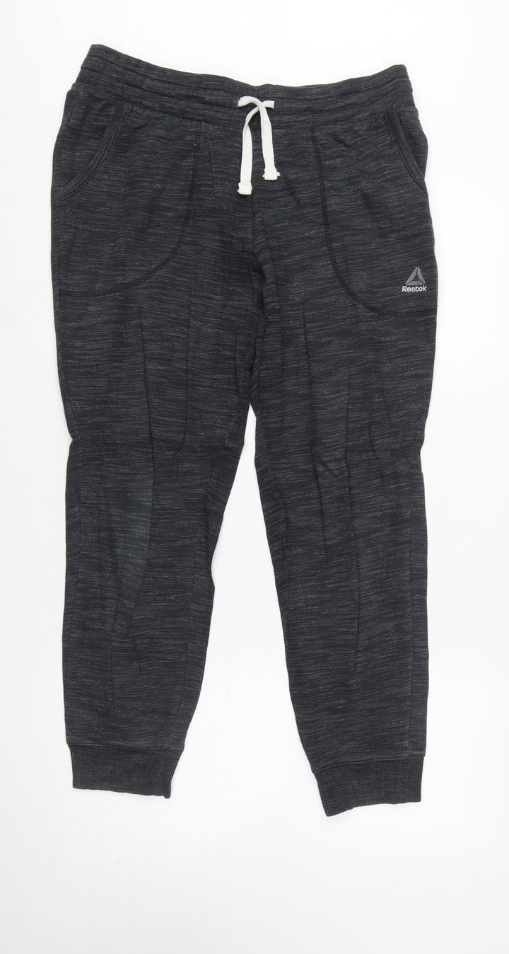 Reebok Womens Black Jogger Sweatpants M Cotton Blend Fleece