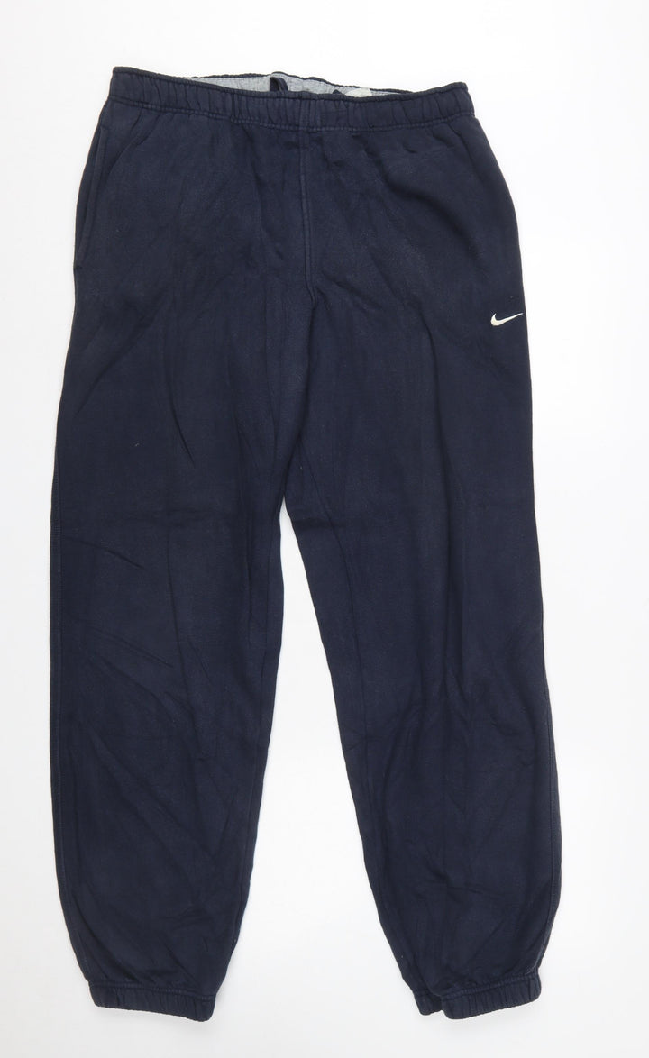 Nike Men’s Blue Fleece Joggers L 36in Elastic Waist Casual Trousers