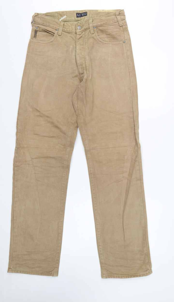 Armani Jeans Men’s Beige Straight Leg 31in Regular Fit Cotton Jeans