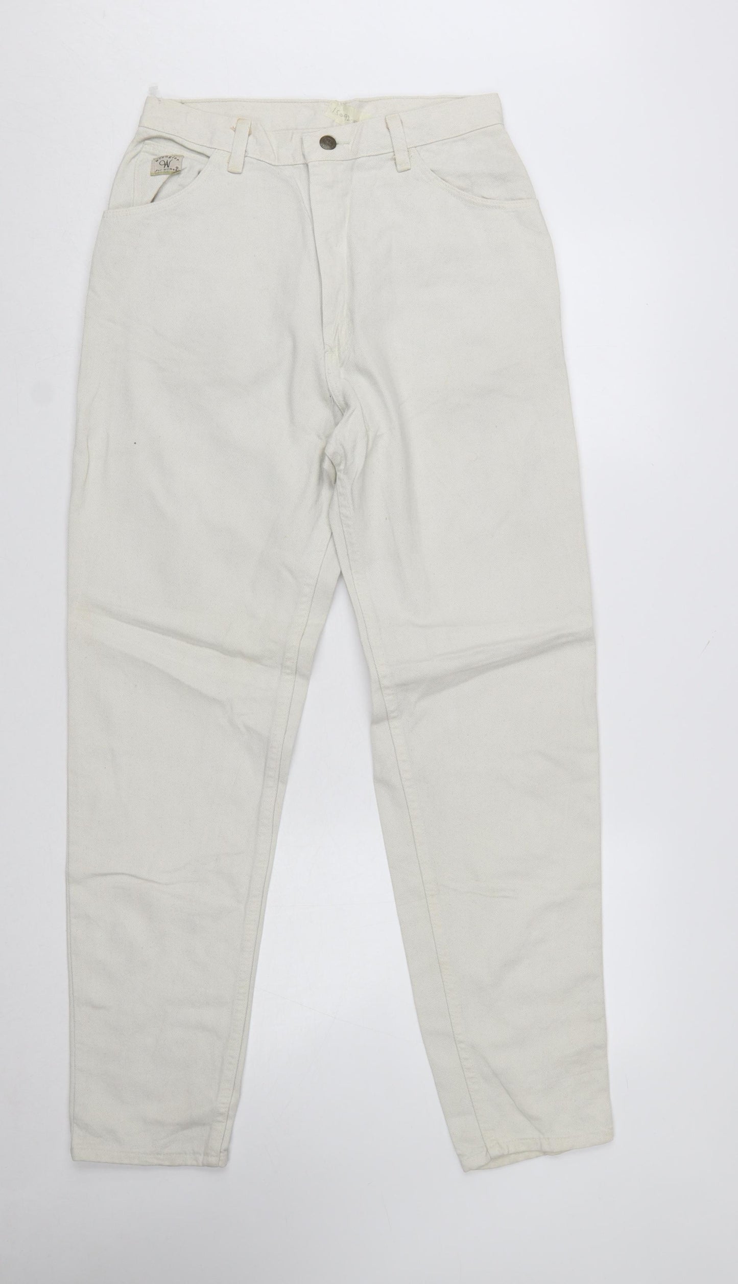 Wrangler Women Ivory High Waist Tapered Jeans Size 10 Regular