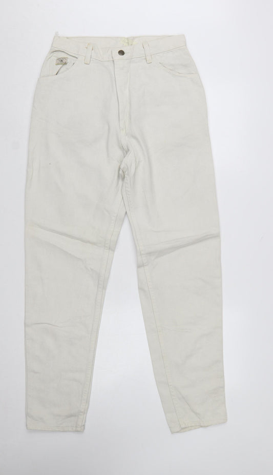 Wrangler Women Ivory High Waist Tapered Jeans Size 10 Regular