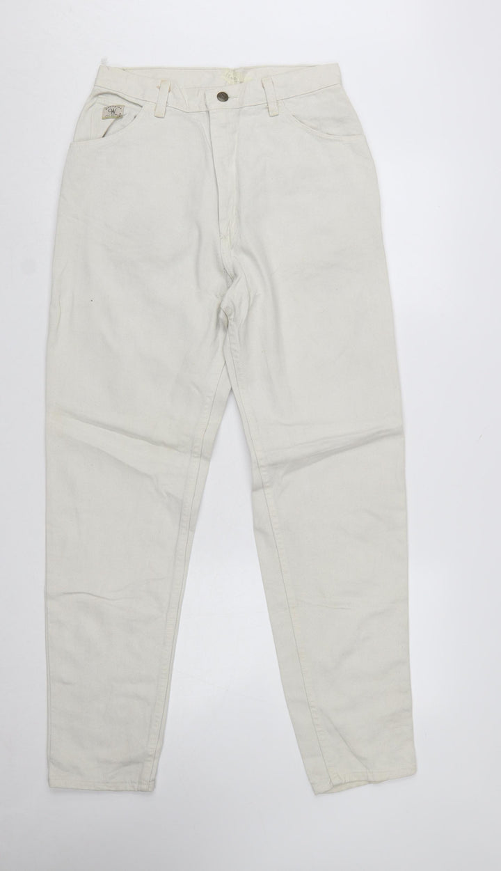Wrangler Women Ivory High Waist Tapered Jeans Size 10 Regular