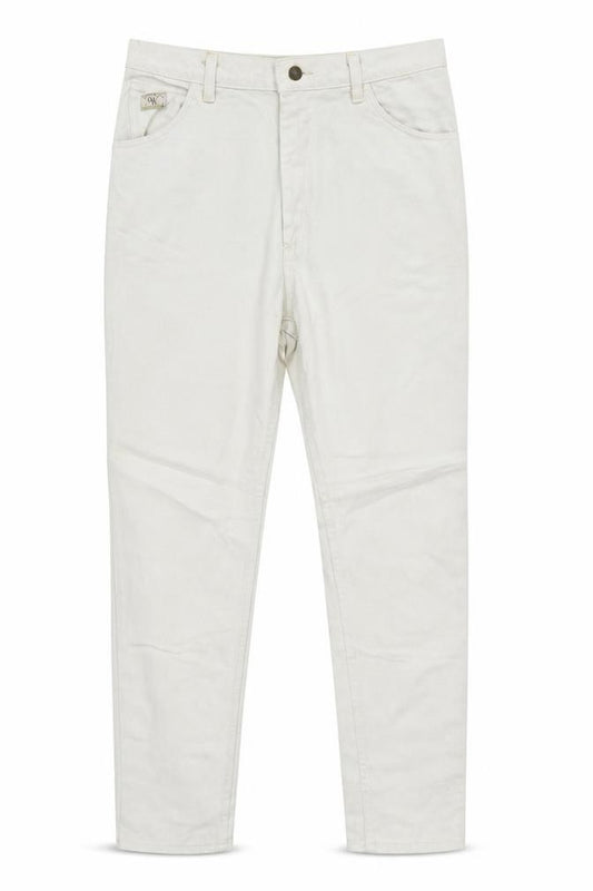 Front view of Wrangler Women Ivory High Waist Tapered Jeans, size 10, Regular