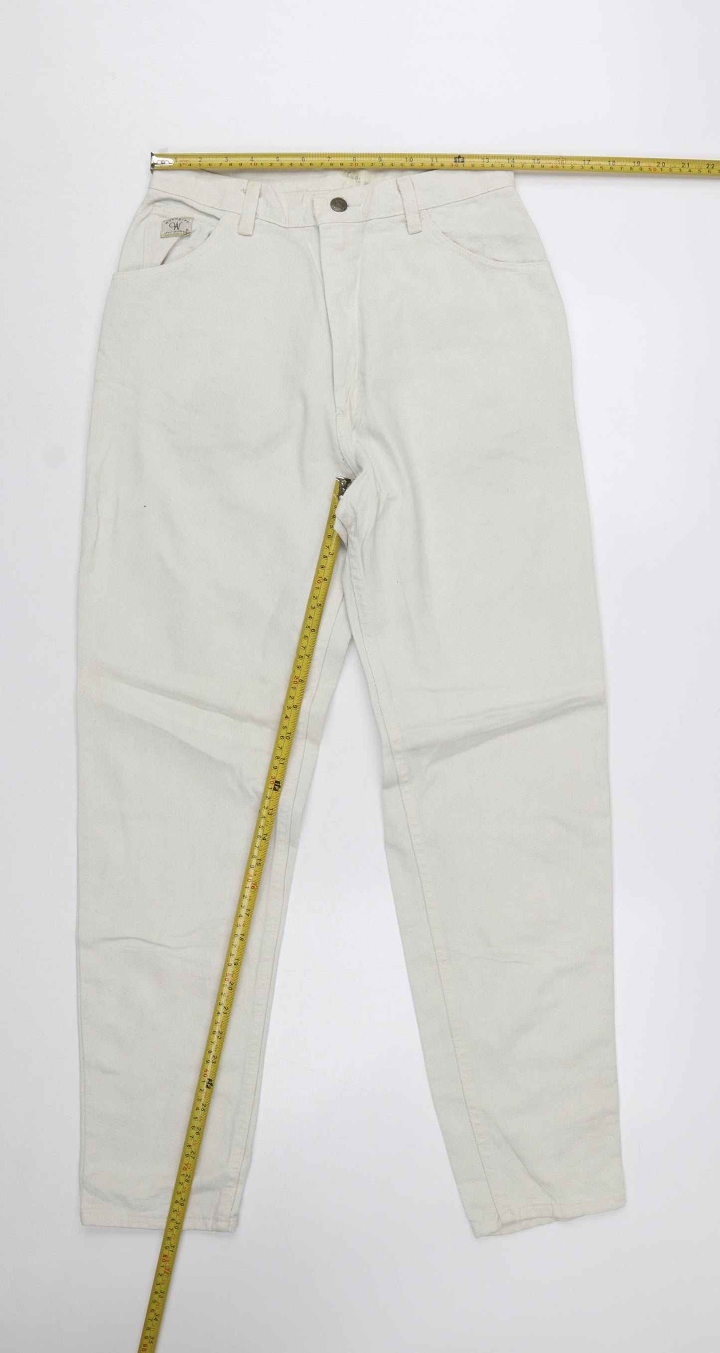 Wrangler Women Ivory High Waist Tapered Jeans Size 10 Regular