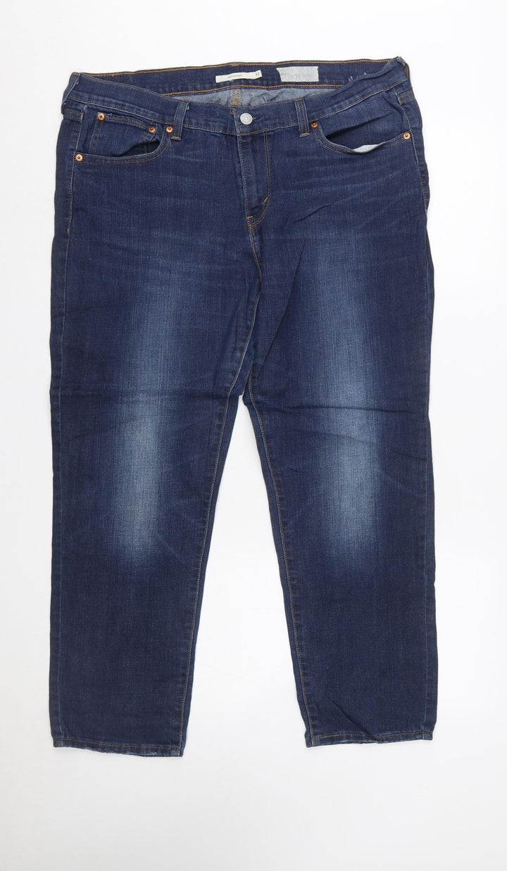 Levi's Women's Blue Boyfriend Jeans Size 32 Relaxed Fit Mid Rise