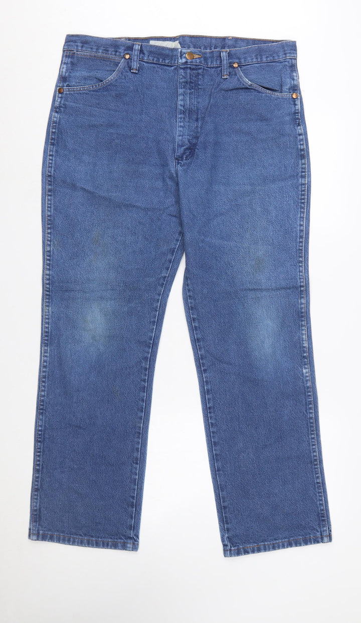 Wrangler Men's Blue Regular Fit Straight Leg Denim Jeans 36x30