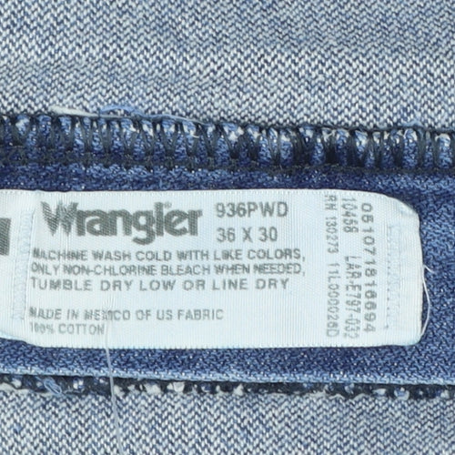 Wrangler Men's Blue Regular Fit Straight Leg Denim Jeans 36x30