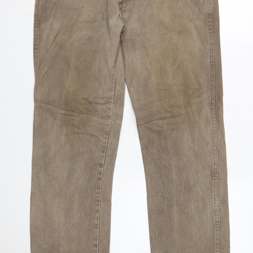 Wrangler Men's Beige Straight Leg Jeans 35x30 Cotton Denim Classic Fit