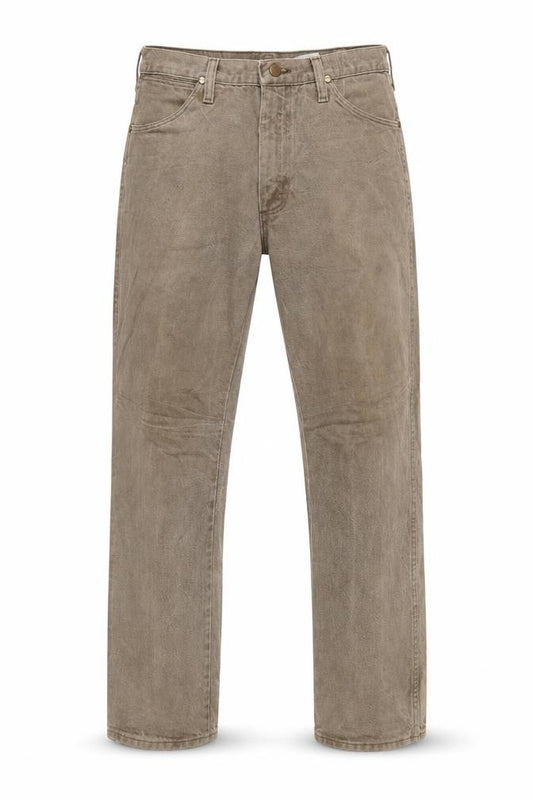 Front view of Wrangler Men's Beige Straight Leg Jeans 35x30 Cotton Denim Classic Fit