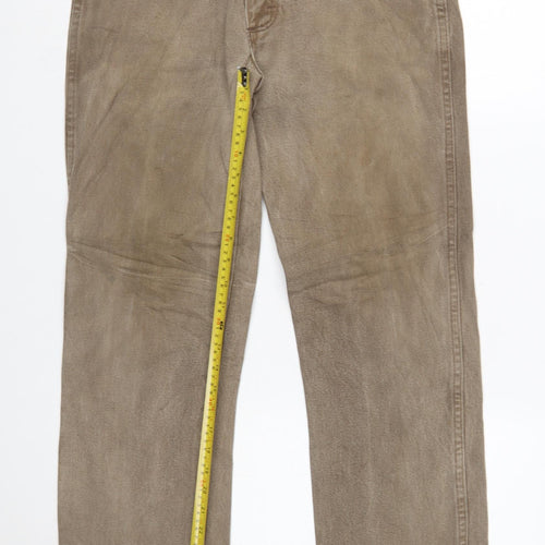 Wrangler Men's Beige Straight Leg Jeans 35x30 Cotton Denim Classic Fit