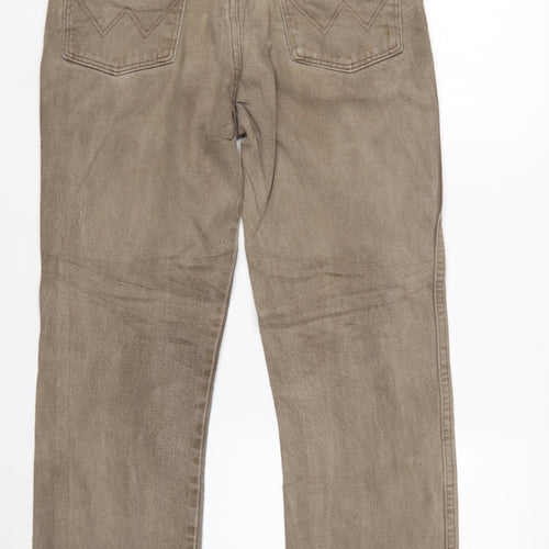Wrangler Men's Beige Straight Leg Jeans 35x30 Cotton Denim Classic Fit