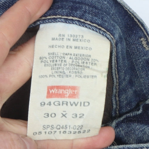 Wrangler Men's Blue Straight Denim Jeans 30x32 Regular Fit