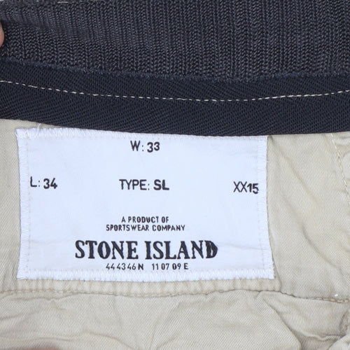 Stone Island Men's Beige Chino Trousers Slim Fit W33 L34