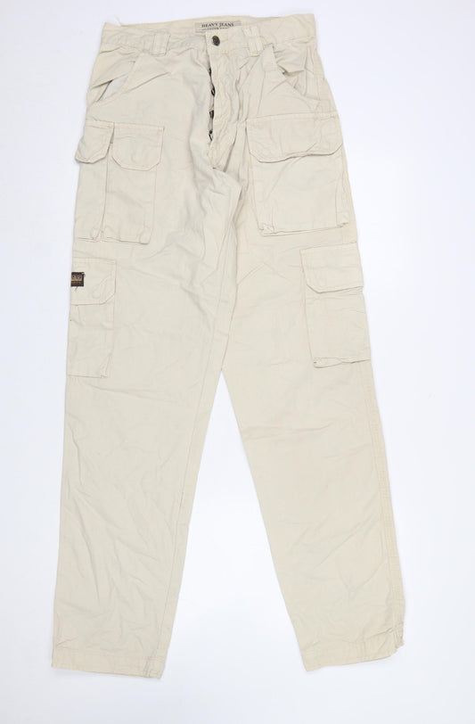 Heavy Jeans Men’s Beige Cargo Trousers Outdoor Style M Regular Fit