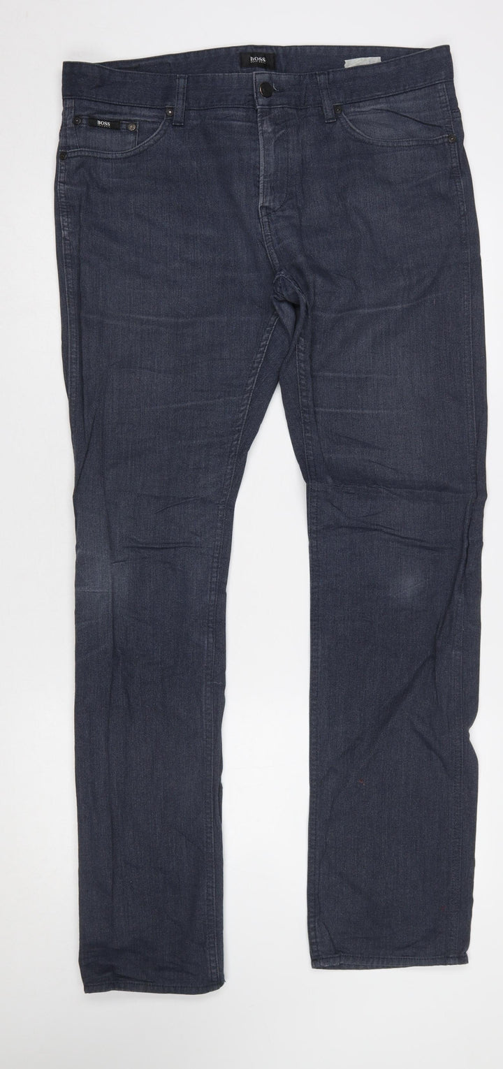 Hugo Boss Men's Blue Straight Fit Stretch Denim Jeans 34/34