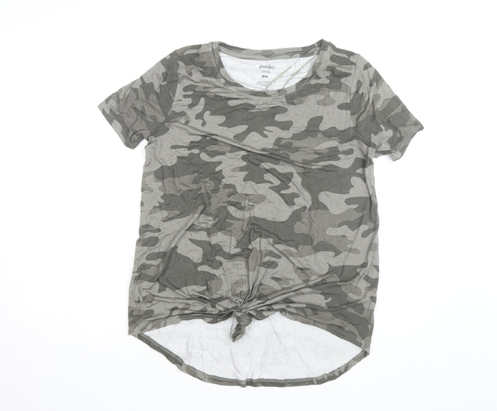 Paisley Sky Women's Green Camouflage Knot Hem Maternity T-Shirt - Size M