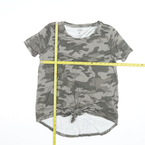 Paisley Sky Women's Green Camouflage Knot Hem Maternity T-Shirt - Size M