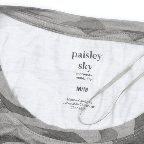 Paisley Sky Women's Green Camouflage Knot Hem Maternity T-Shirt - Size M
