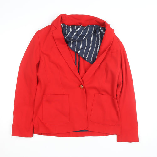 Next Women Red Tailoring Blazer Size 14 Single Breasted Jacket