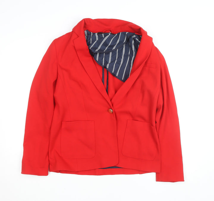Next Women Red Tailoring Blazer Size 14 Single Breasted Jacket