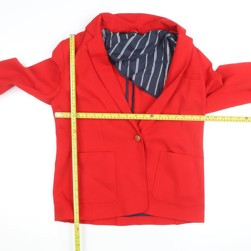 Next Women Red Tailoring Blazer Size 14 Single Breasted Jacket