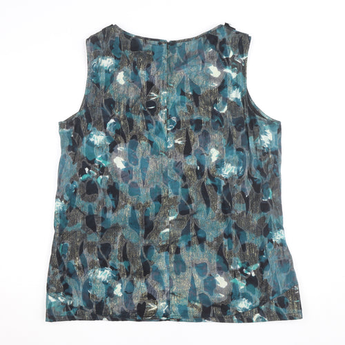River Island Womens Blue Floral Embellished Sleeveless Blouse Size 16