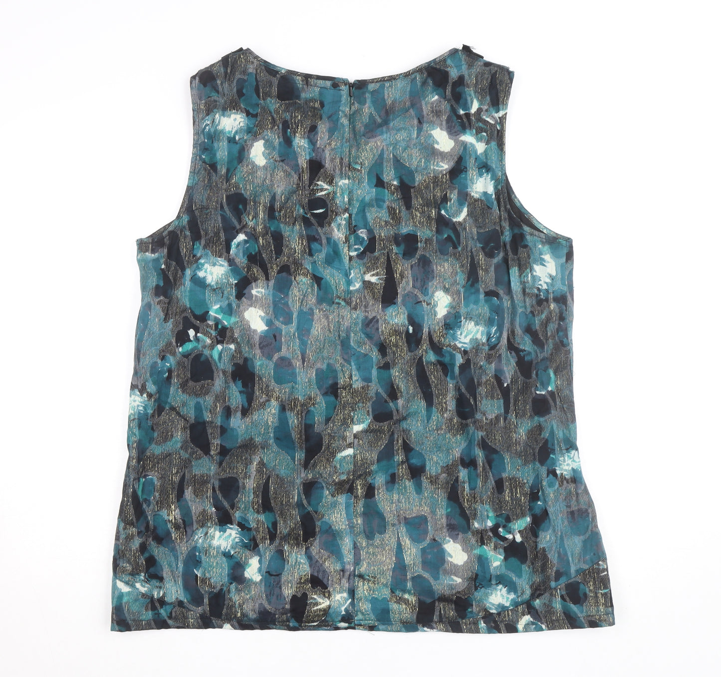 River Island Womens Blue Floral Embellished Sleeveless Blouse Size 16