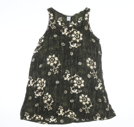 All That Jazz Womens Green Floral Bohemian Sleeveless Tunic Top M
