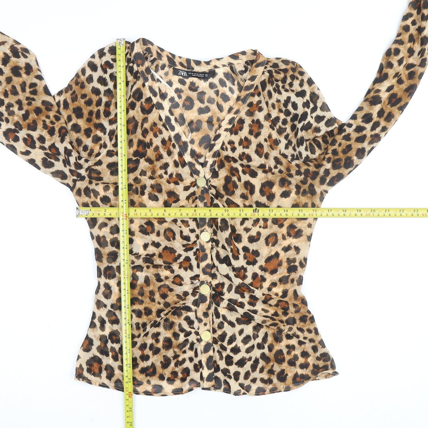 Zara Women's Brown Leopard Print Wrap Blouse XS