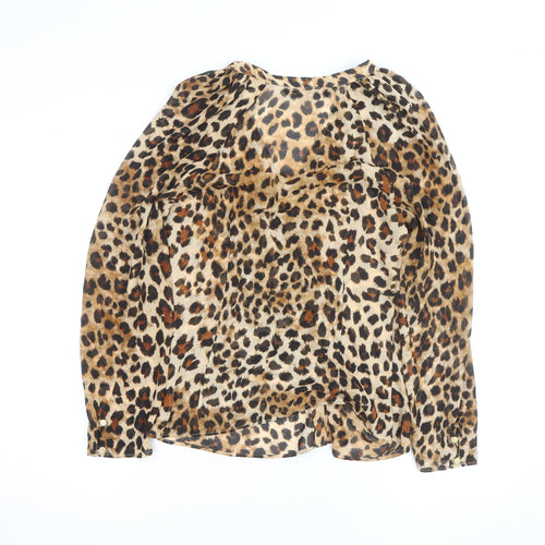 Zara Women's Brown Leopard Print Wrap Blouse XS