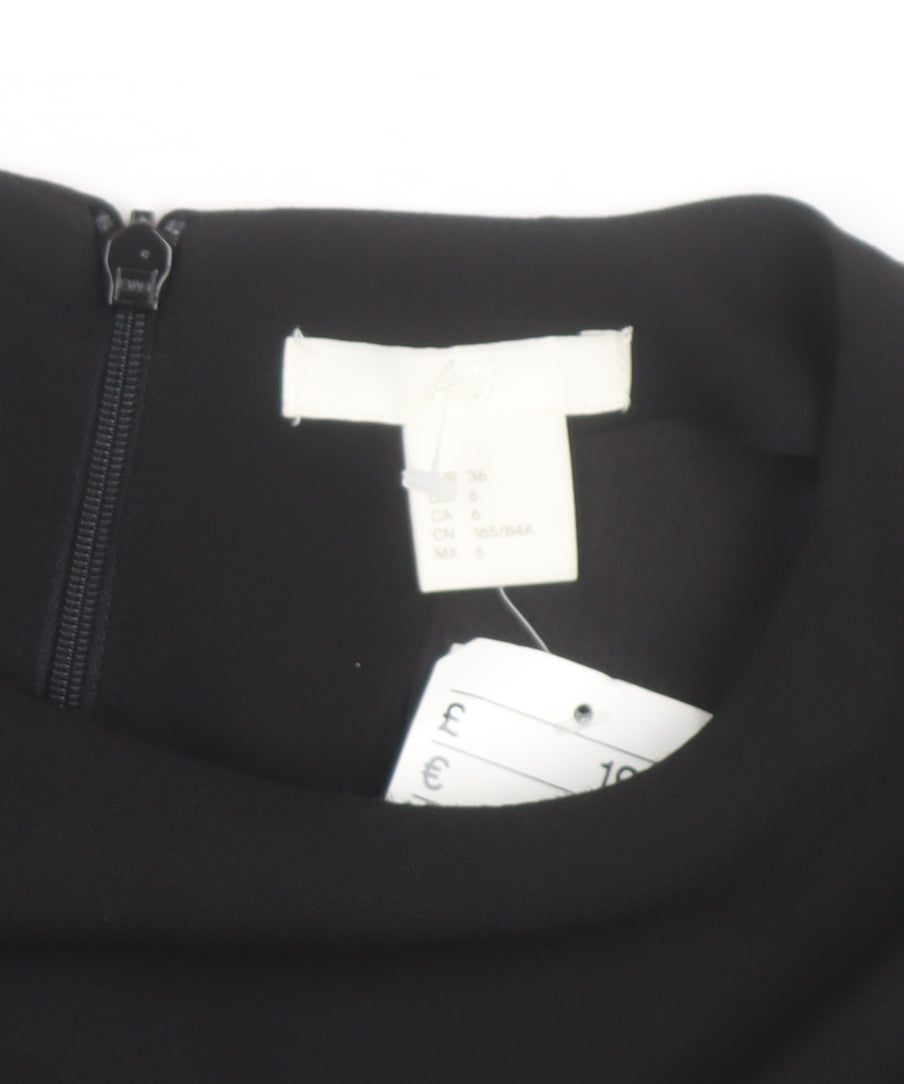H&M Women’s Black Shift Dress Size 8 Long Sleeve Classic Workwear