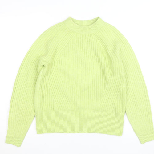 Marks and Spencer Women's Green XS Mock Neck Ribbed Knit Jumper