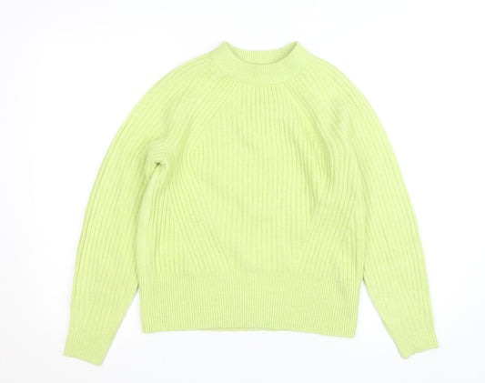 Marks and Spencer Women's Green XS Mock Neck Ribbed Knit Jumper