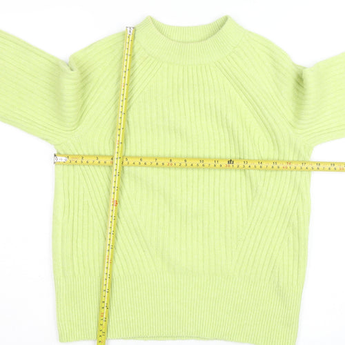 Marks and Spencer Women's Green XS Mock Neck Ribbed Knit Jumper