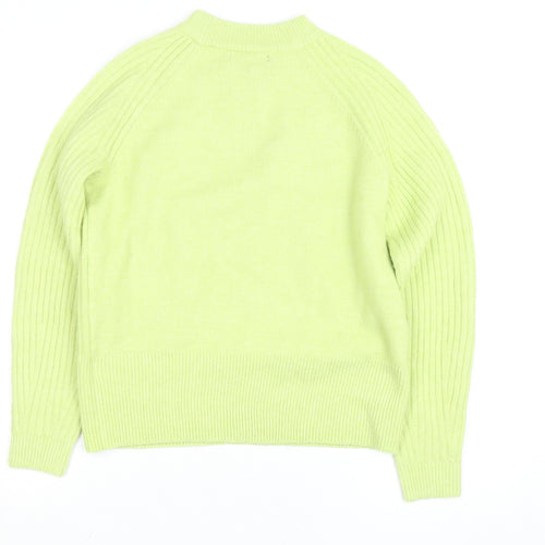Marks and Spencer Women's Green XS Mock Neck Ribbed Knit Jumper