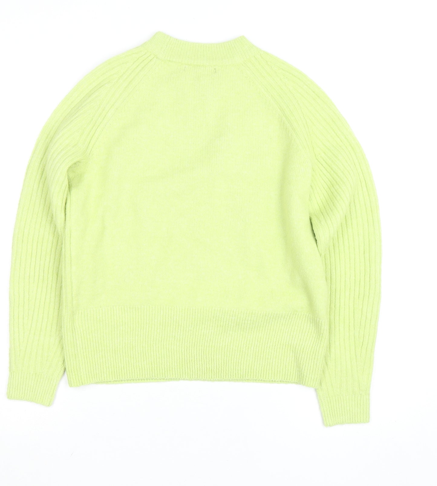 Marks and Spencer Women's Green XS Mock Neck Ribbed Knit Jumper