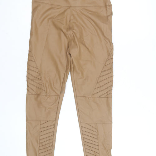 Emily & Me London Womens Beige Faux Leather Skinny Leggings S/M